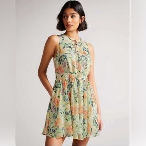 Ted Baker London Haariss Floral Chiffon Mini Dress NWOT